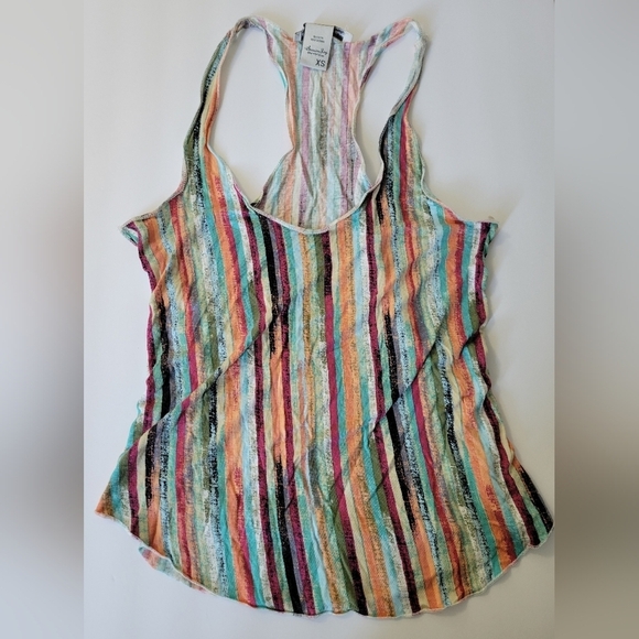 🌸3/$15 American Rag vertical stripe multicolor round neck  racerback tank top - Picture 1 of 7
